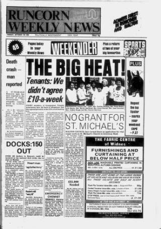 cover page of Runcorn Weekly News published on September 18, 1980