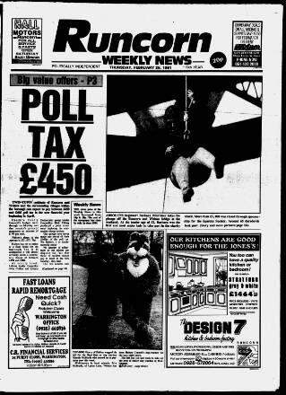 cover page of Runcorn Weekly News published on February 28, 1991