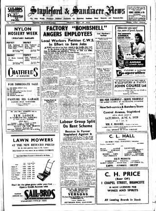 cover page of Stapleford & Sandiacre News published on May 29, 1959