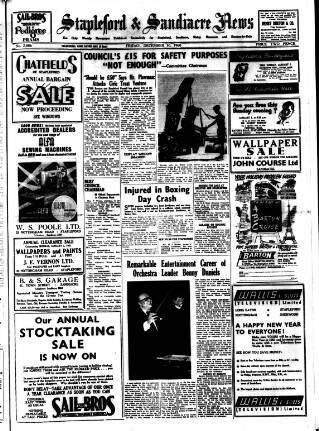 cover page of Stapleford & Sandiacre News published on December 30, 1960