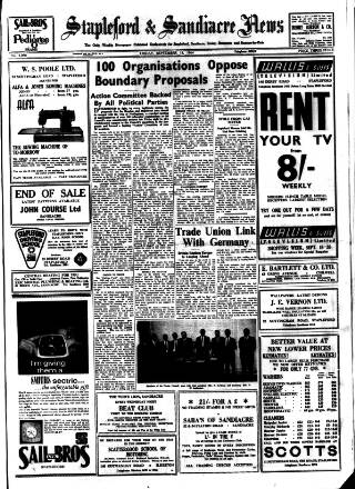cover page of Stapleford & Sandiacre News published on September 18, 1964