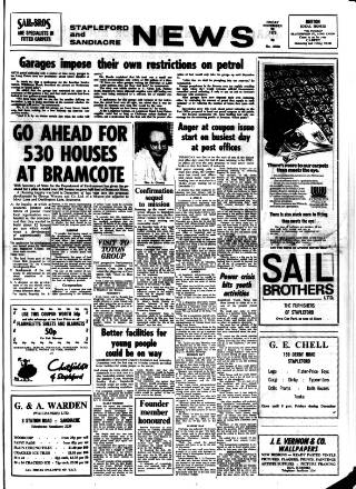 cover page of Stapleford & Sandiacre News published on November 30, 1973