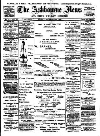 cover page of Ashbourne News Telegraph published on November 30, 1900