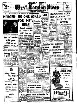 cover page of Chelsea News and General Advertiser published on November 30, 1962