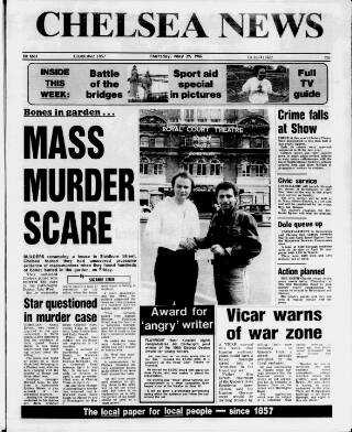 cover page of Chelsea News and General Advertiser published on May 29, 1986