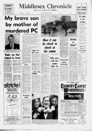 cover page of Middlesex Chronicle published on February 28, 1975