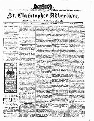 cover page of Saint Christopher Advertiser and Weekly Intelligencer published on February 28, 1899