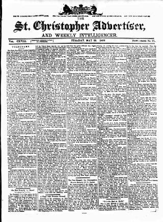 cover page of Saint Christopher Advertiser and Weekly Intelligencer published on May 29, 1900
