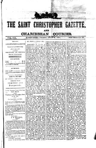 cover page of St. Christopher Gazette published on July 6, 1888