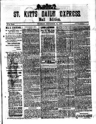 cover page of St. Kitts Daily Express published on November 15, 1910