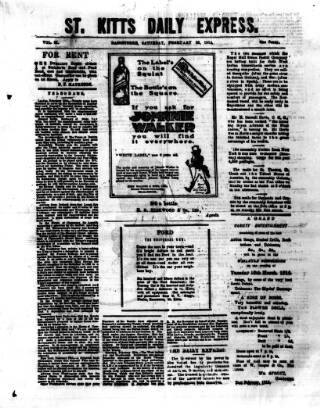 cover page of St. Kitts Daily Express published on February 28, 1914