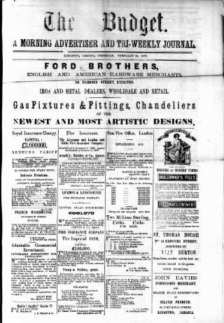 cover page of Budget (Jamaica) published on February 28, 1878