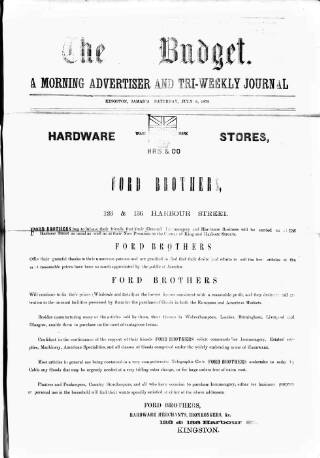 cover page of Budget (Jamaica) published on July 6, 1878
