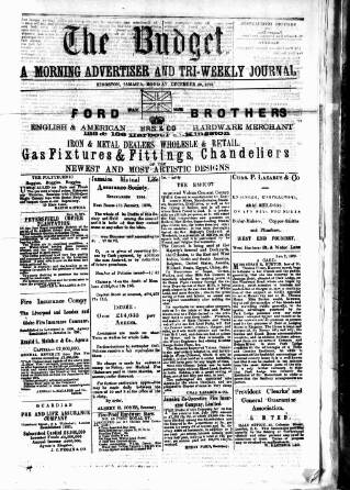 cover page of Budget (Jamaica) published on December 30, 1878