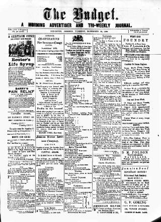cover page of Budget (Jamaica) published on November 30, 1880