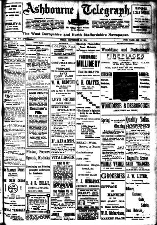 cover page of Ashbourne Telegraph published on September 18, 1914