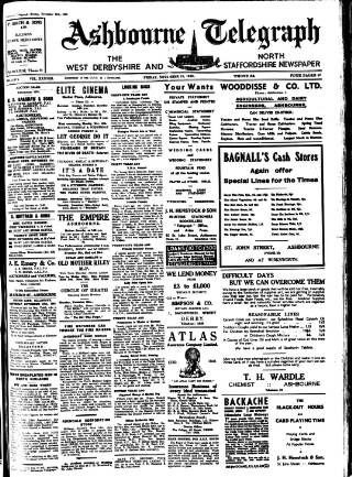 cover page of Ashbourne Telegraph published on November 15, 1940