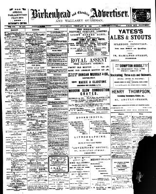 cover page of Birkenhead & Cheshire Advertiser published on February 28, 1912