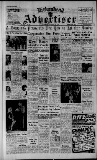 cover page of Birkenhead & Cheshire Advertiser published on December 30, 1950