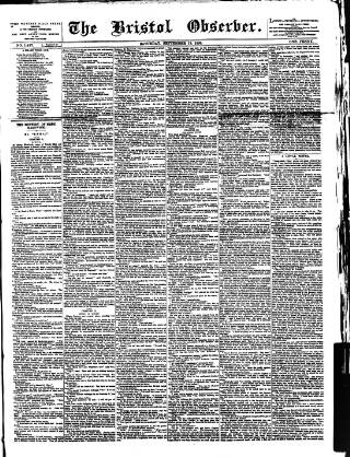 cover page of Bristol Observer published on September 18, 1886