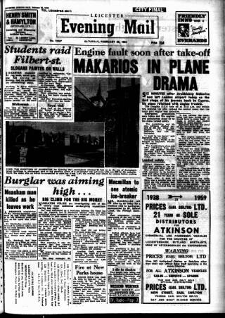 cover page of Leicester Evening Mail published on February 28, 1959