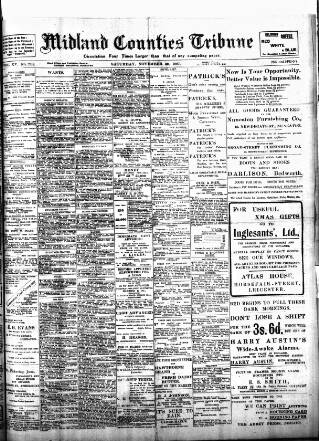 cover page of Midland Counties Tribune published on November 30, 1907