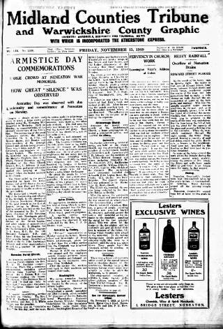 cover page of Midland Counties Tribune published on November 15, 1929