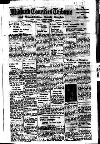 cover page of Midland Counties Tribune published on September 18, 1942