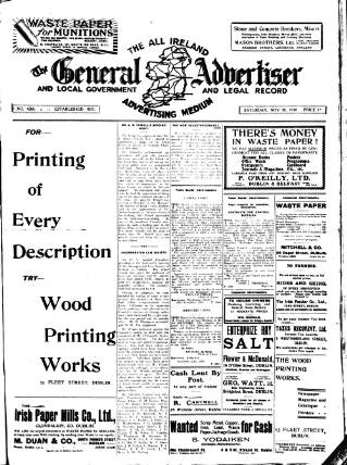 cover page of General Advertiser for Dublin and all Ireland published on November 30, 1918