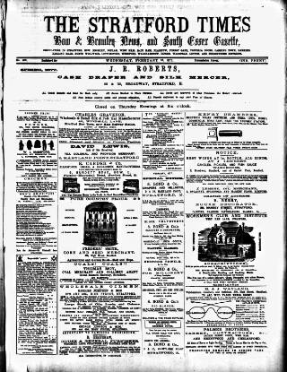 cover page of Stratford Times and South Essex Gazette published on February 28, 1877