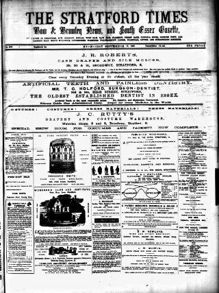 cover page of Stratford Times and South Essex Gazette published on September 18, 1878