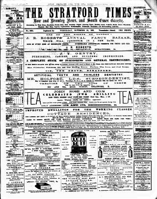cover page of Stratford Times and South Essex Gazette published on November 30, 1881