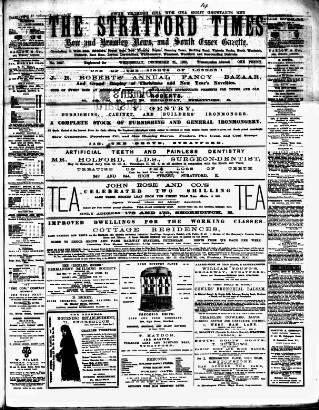 cover page of Stratford Times and South Essex Gazette published on December 21, 1881