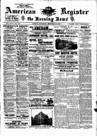 cover page of American Register published on December 30, 1899