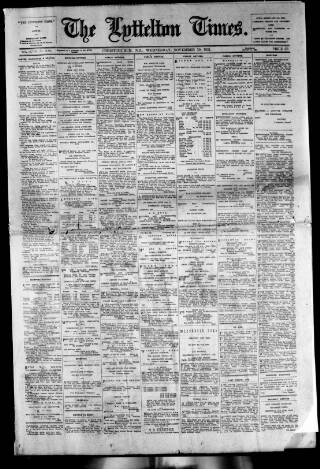cover page of Lyttelton Times published on November 30, 1921