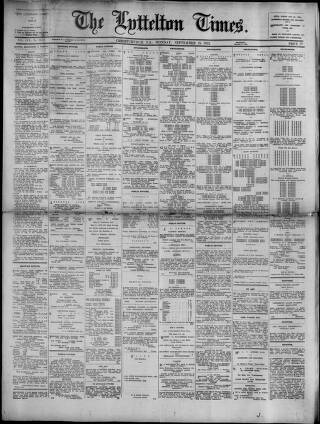 cover page of Lyttelton Times published on September 18, 1922