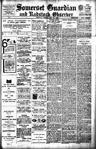 cover page of Somerset Guardian and Radstock Observer published on February 28, 1908
