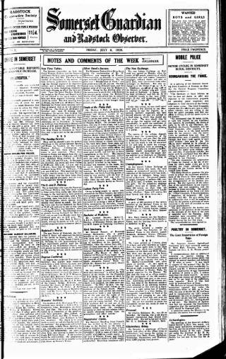 cover page of Somerset Guardian and Radstock Observer published on July 6, 1928