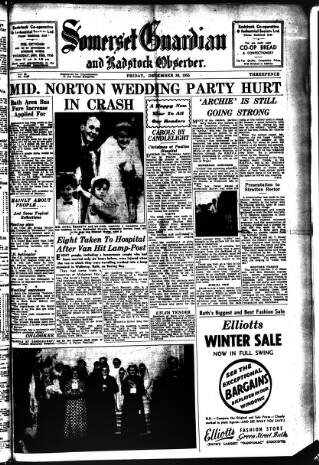 cover page of Somerset Guardian and Radstock Observer published on December 30, 1955