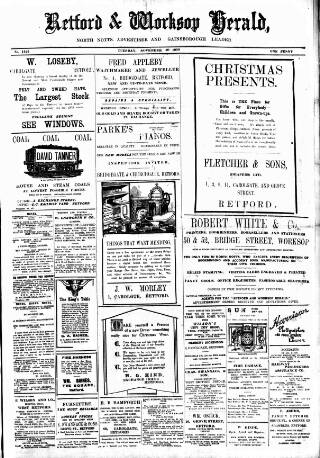 cover page of Retford and Worksop Herald and North Notts Advertiser published on November 30, 1909