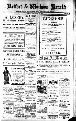 cover page of Retford and Worksop Herald and North Notts Advertiser published on November 15, 1910