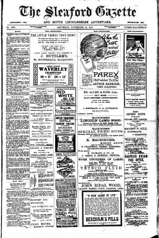 cover page of Sleaford Gazette published on November 15, 1919