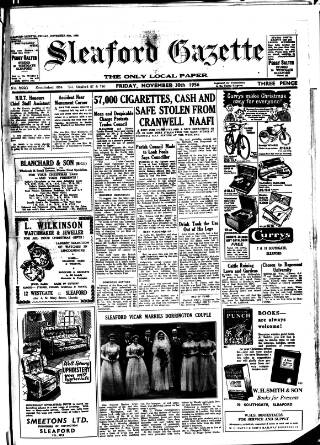 cover page of Sleaford Gazette published on November 30, 1956