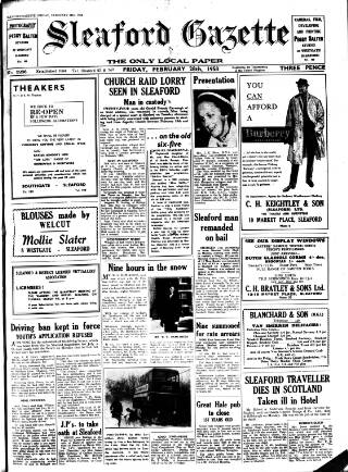 cover page of Sleaford Gazette published on February 28, 1958