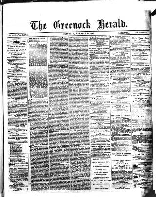 cover page of Greenock Herald published on November 30, 1878