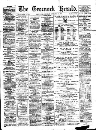 cover page of Greenock Herald published on November 15, 1890