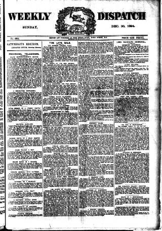 cover page of Weekly Dispatch (London) published on December 30, 1894
