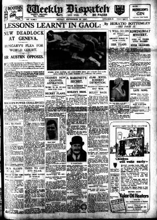cover page of Weekly Dispatch (London) published on September 18, 1927