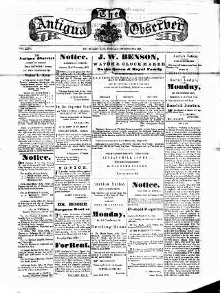 cover page of Antigua Observer published on November 30, 1878