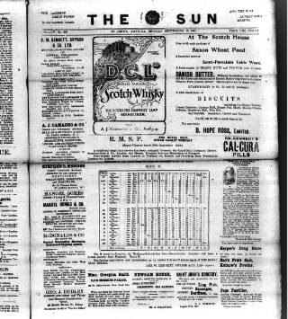 cover page of Sun (Antigua) published on September 18, 1911